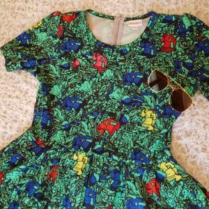 Lularoe Amelia dress, floral green, size L